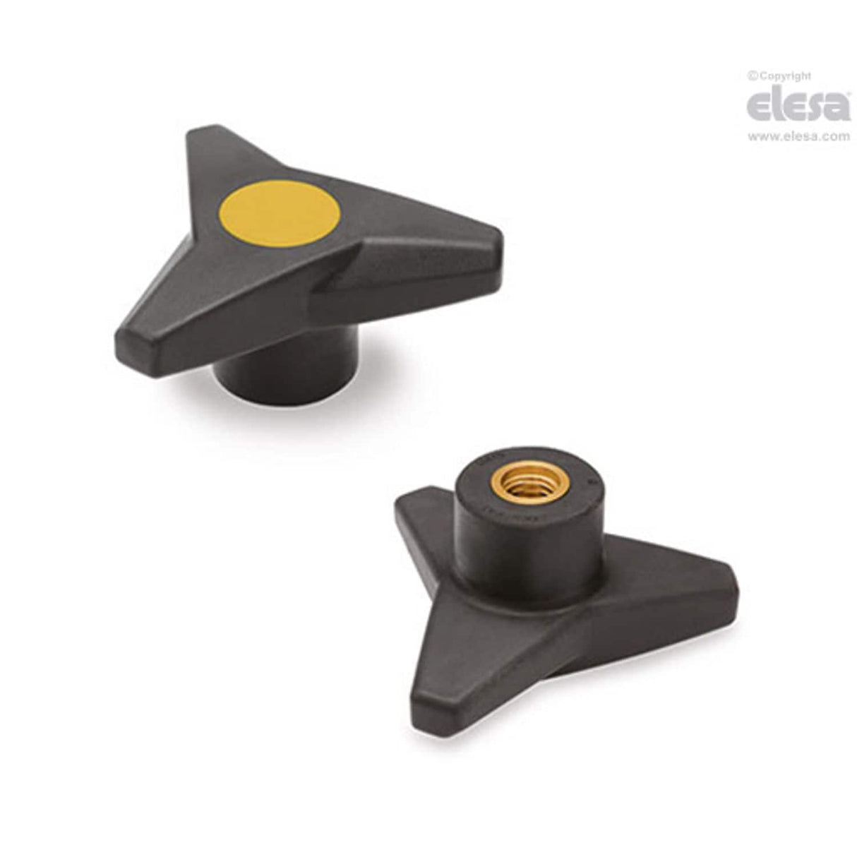 SOFT Three-arm knob-VB.839/63 B-M8-SOFT-C4 Yellow