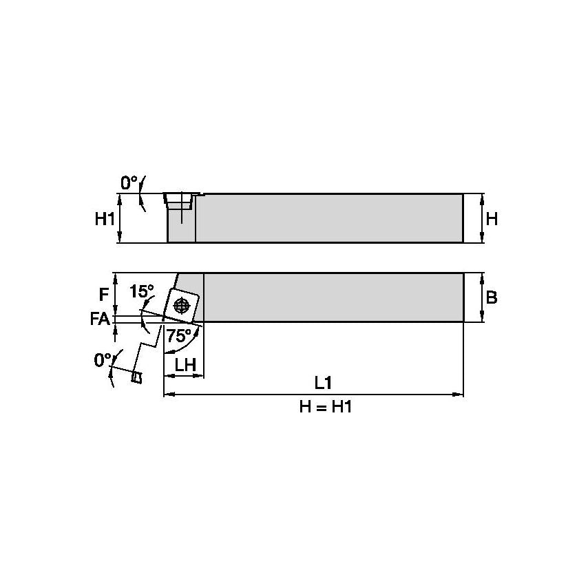 SSBCR2525M12 S Clamping Holder W25, 0MM L150