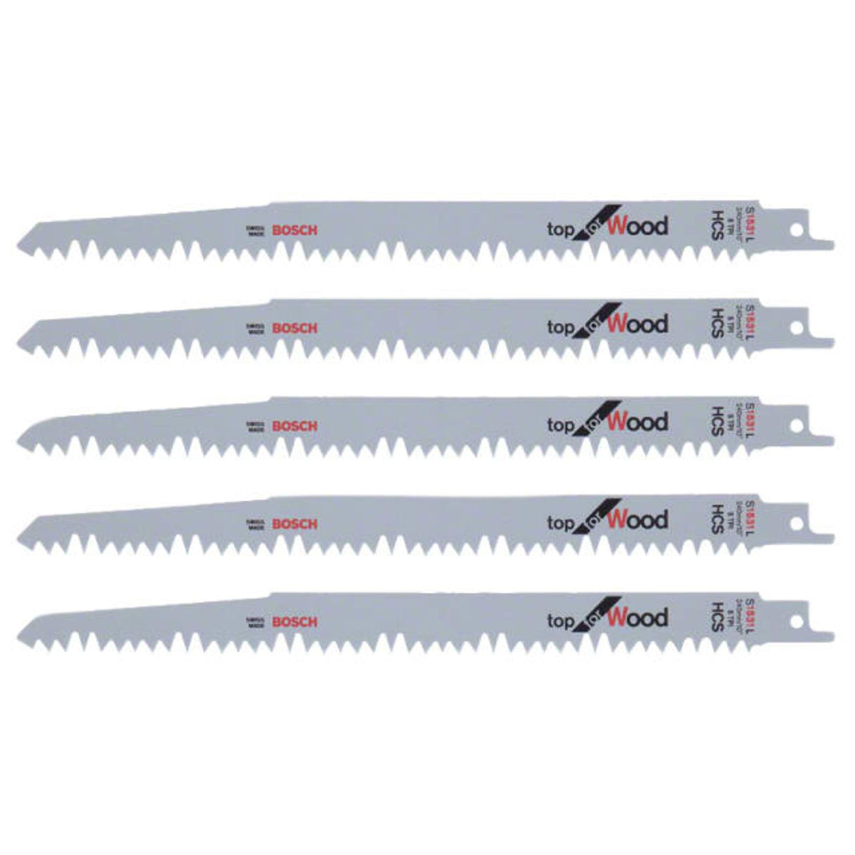 S 1531L Top for Wood Reciprocating Saw Blade 240mm 5 TPI Pack of 5