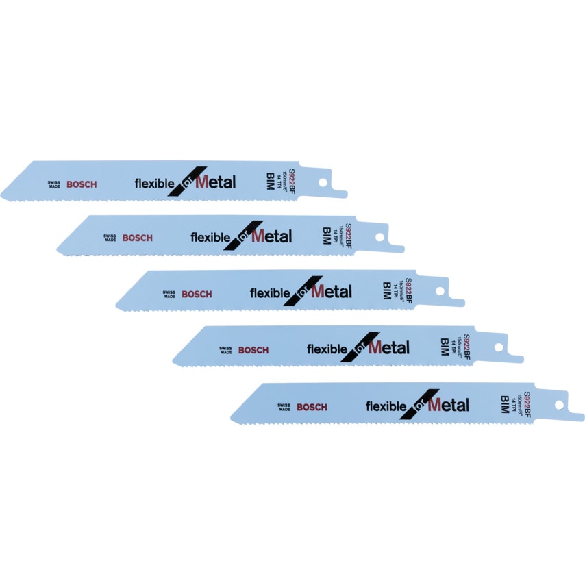 S 922 BF Flexible for Metal Sabre Saw Blades 150 X 19 X 0.9MM (2608656014) Pk-5