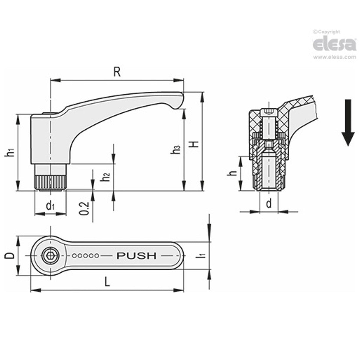 Safety adjustable handle-ERS.63 A-M8