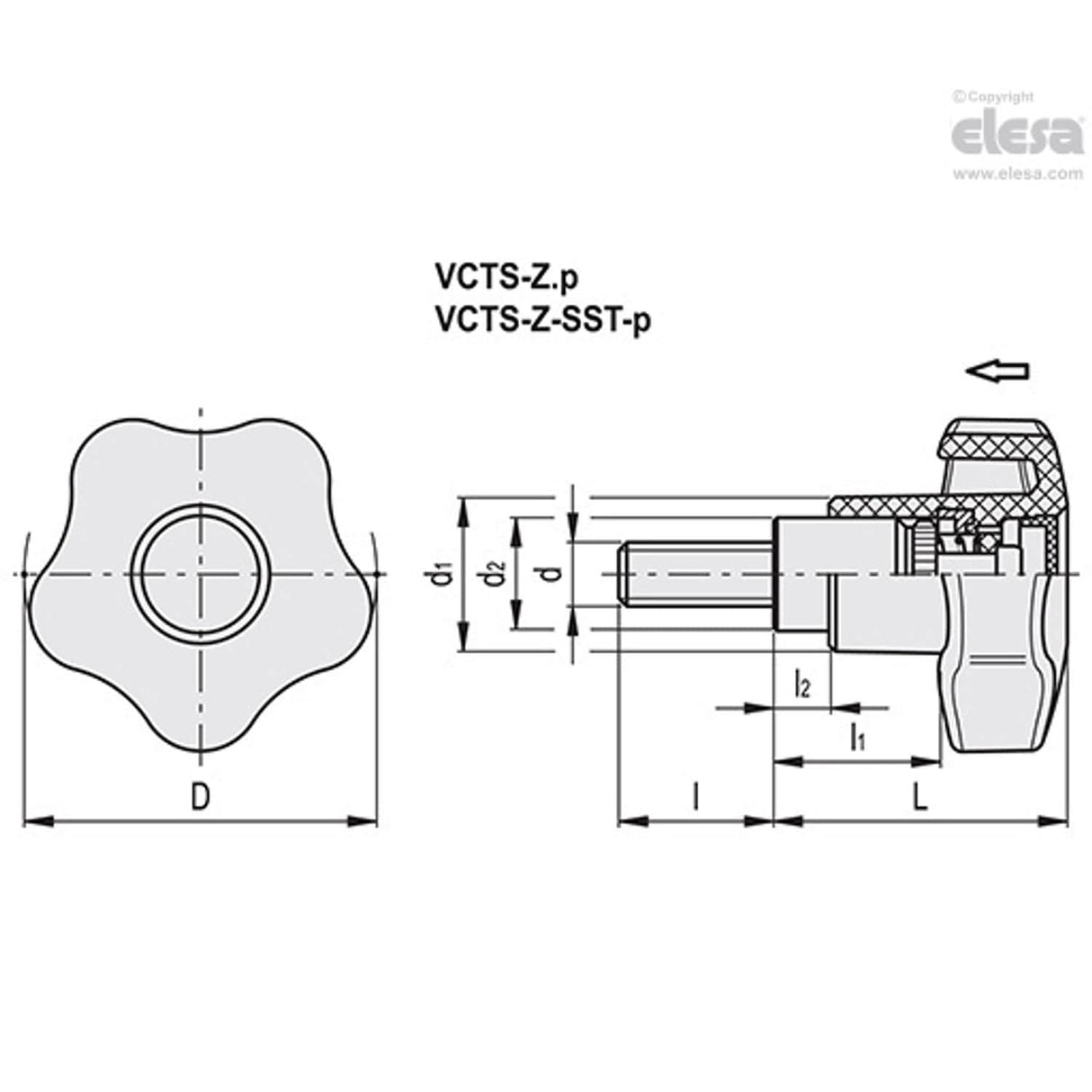Safety lobe knob-VCTS-Z-40 p-M6X25