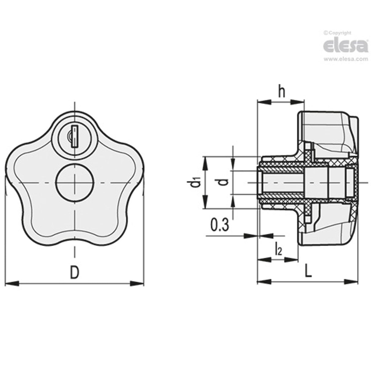 Safety lobe knob-VLSK.63 B-M10-U