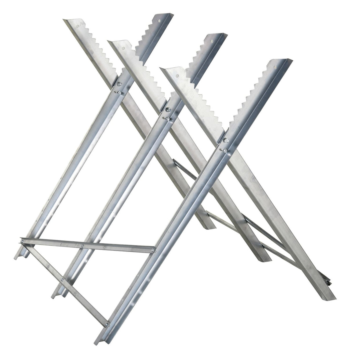 Saw Horse Steel Support Heavy Duty Foldable Design Sawtooth Silver - B71-034
