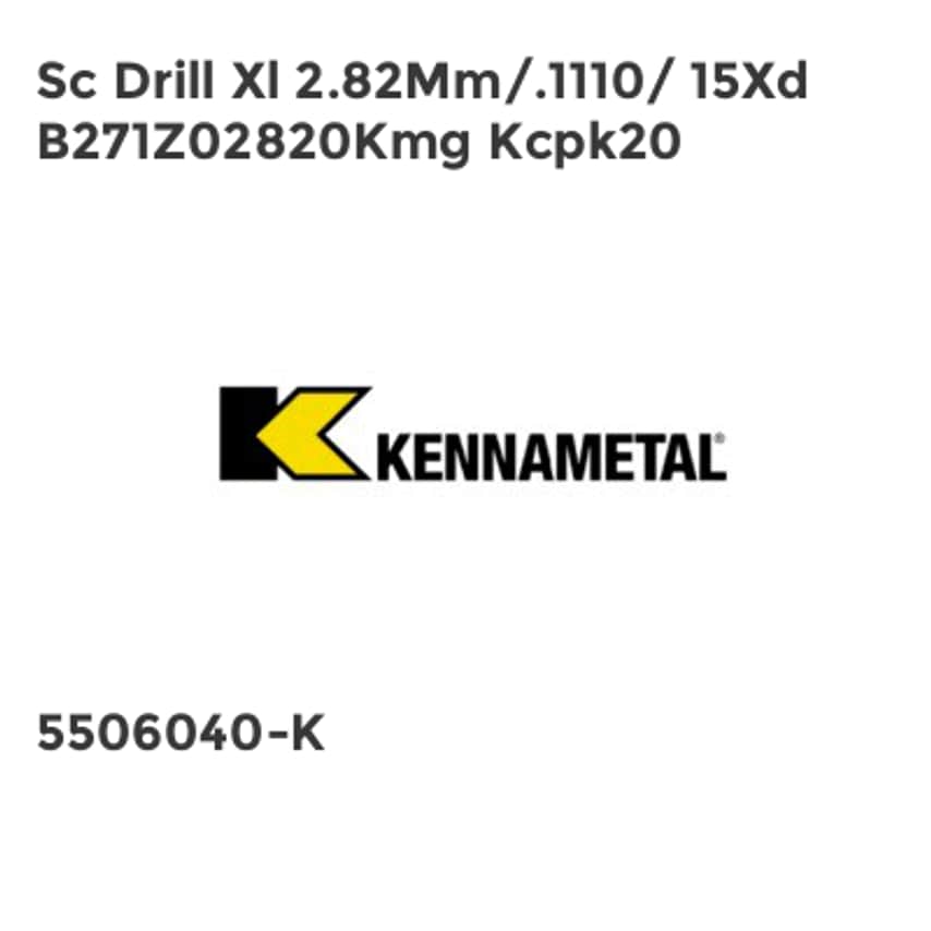 Sc Drill Xl 2.82Mm/.1110/ 15Xd B271Z02820Kmg Kcpk20