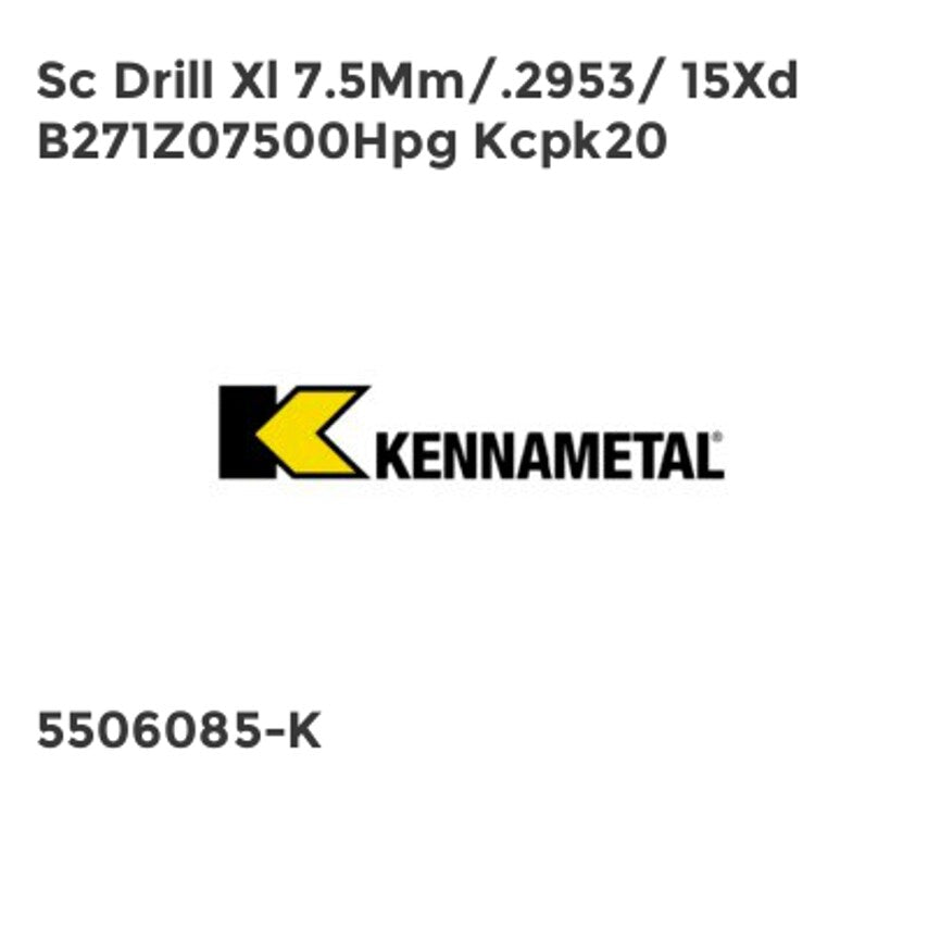 Sc Drill Xl 7.5Mm/.2953/ 15Xd B271Z07500Hpg Kcpk20