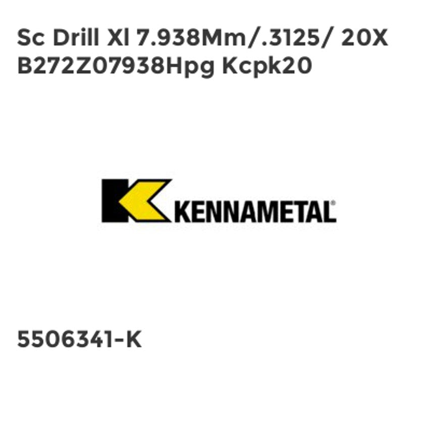 Sc Drill Xl 7.938Mm/.3125/ 20X B272Z07938Hpg Kcpk20
