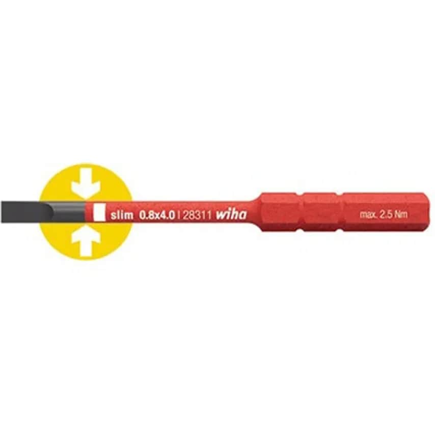Screwdriver Bit VDE Electric Slimbit Slot 6.5 x 75mm Chrome Vndm
