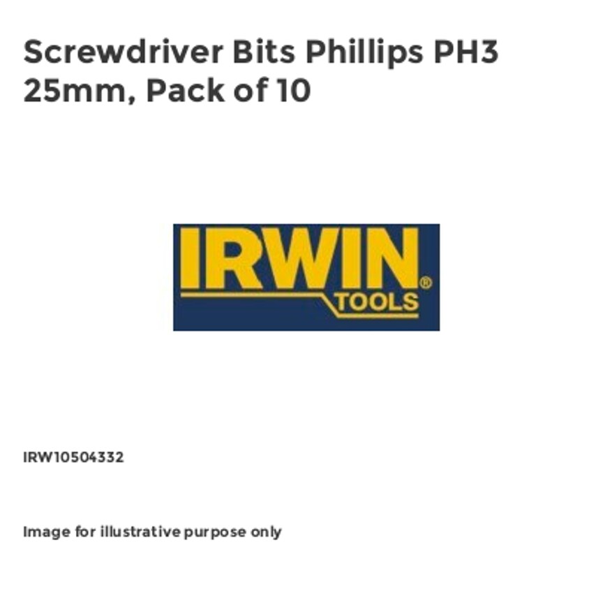Screwdriver Bits Phillips PH3 25mm, Pack of 10