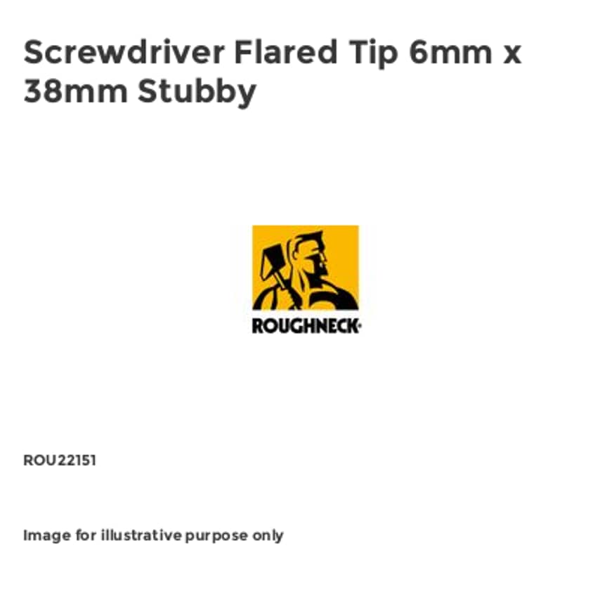 Screwdriver Flared Tip 6mm x 38mm Stubby