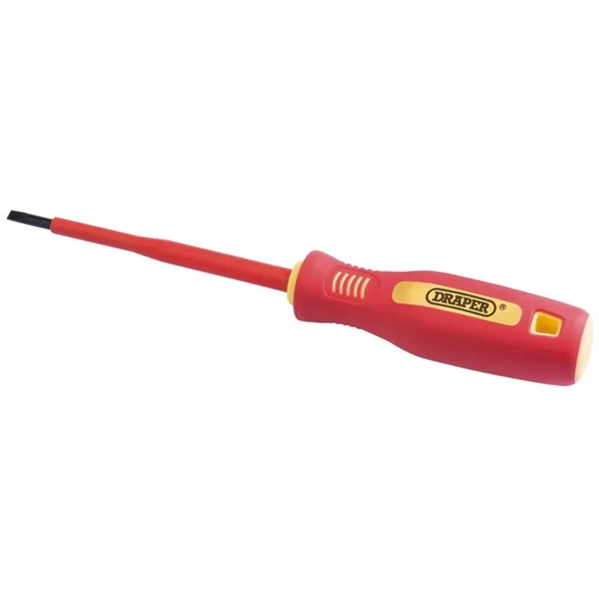 Screwdriver Insl Pln Slot VDE 4.0 x 100mm Black Steel Soft Grip HA - 46523