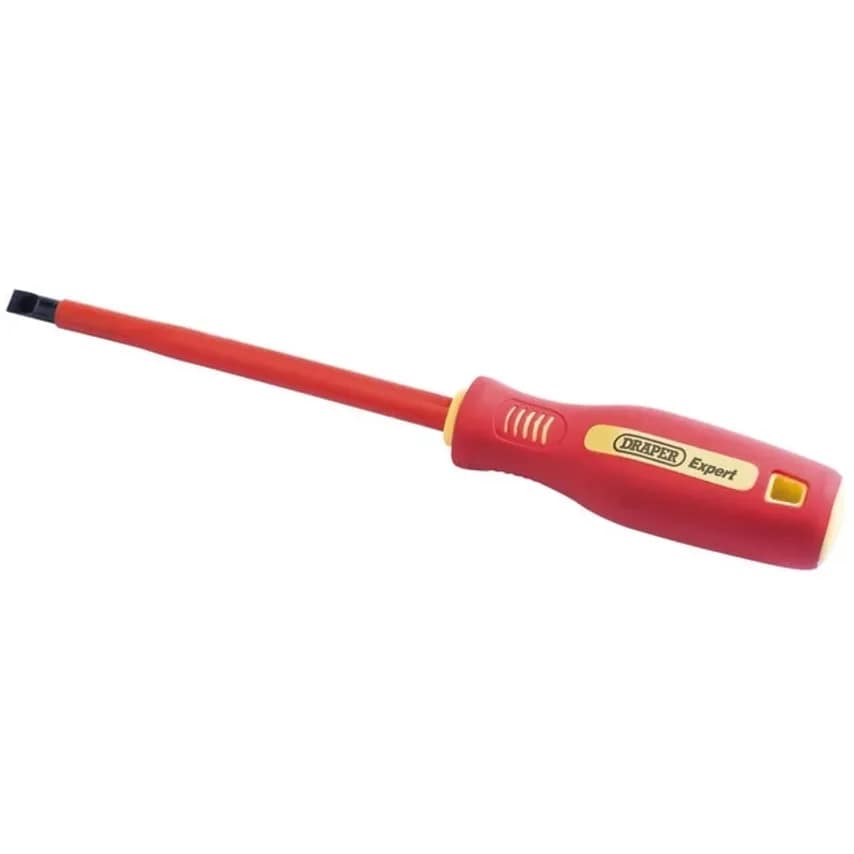 Screwdriver Insl Pln Slot VDE 8.0 x 150mm Black Steel Soft Grip HA - 46526