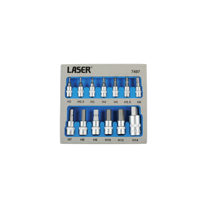 Security Hex Socket Bit Set 1/4"D 3/8"D 1/2"D 13 Piece