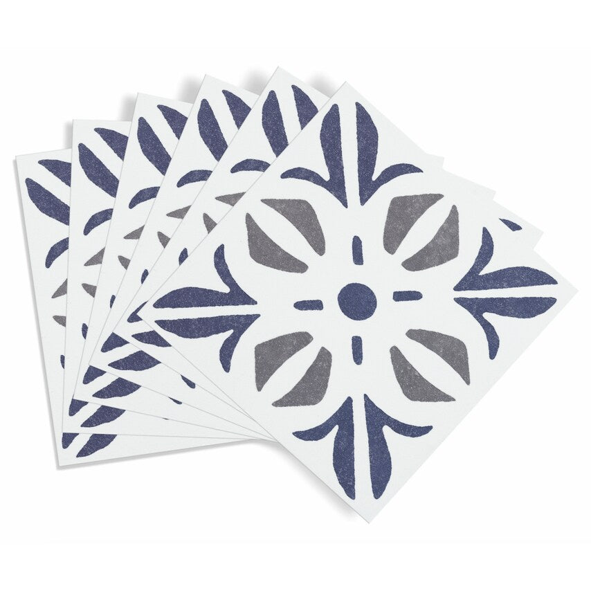 Self Adhesive Wall Tile Cuba Blue 15cm x 15cm Pack of 6