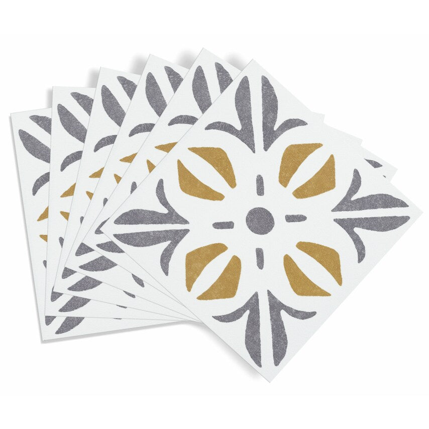 Self Adhesive Wall Tile Cuba Gold 15cm x 15cm Pack of 6