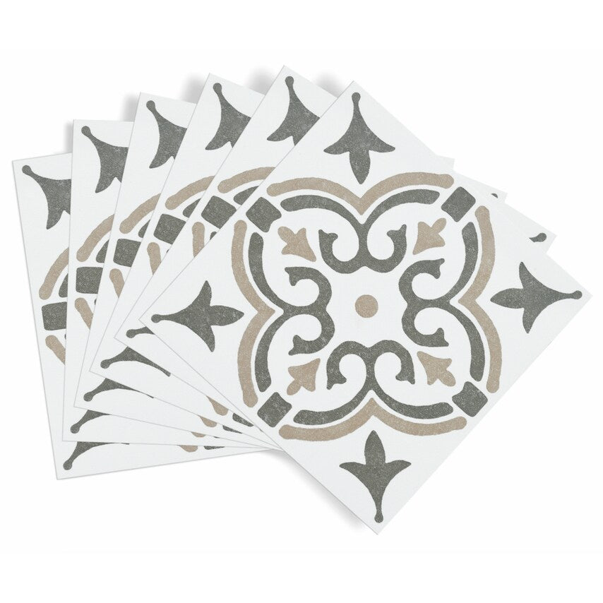 Self Adhesive Wall Tile Jamila Olive 15cm x 15cm Pack of 6