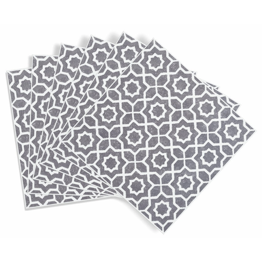 Self Adhesive Wall Tile Lina Grey 15cm x 15cm Pack of 6