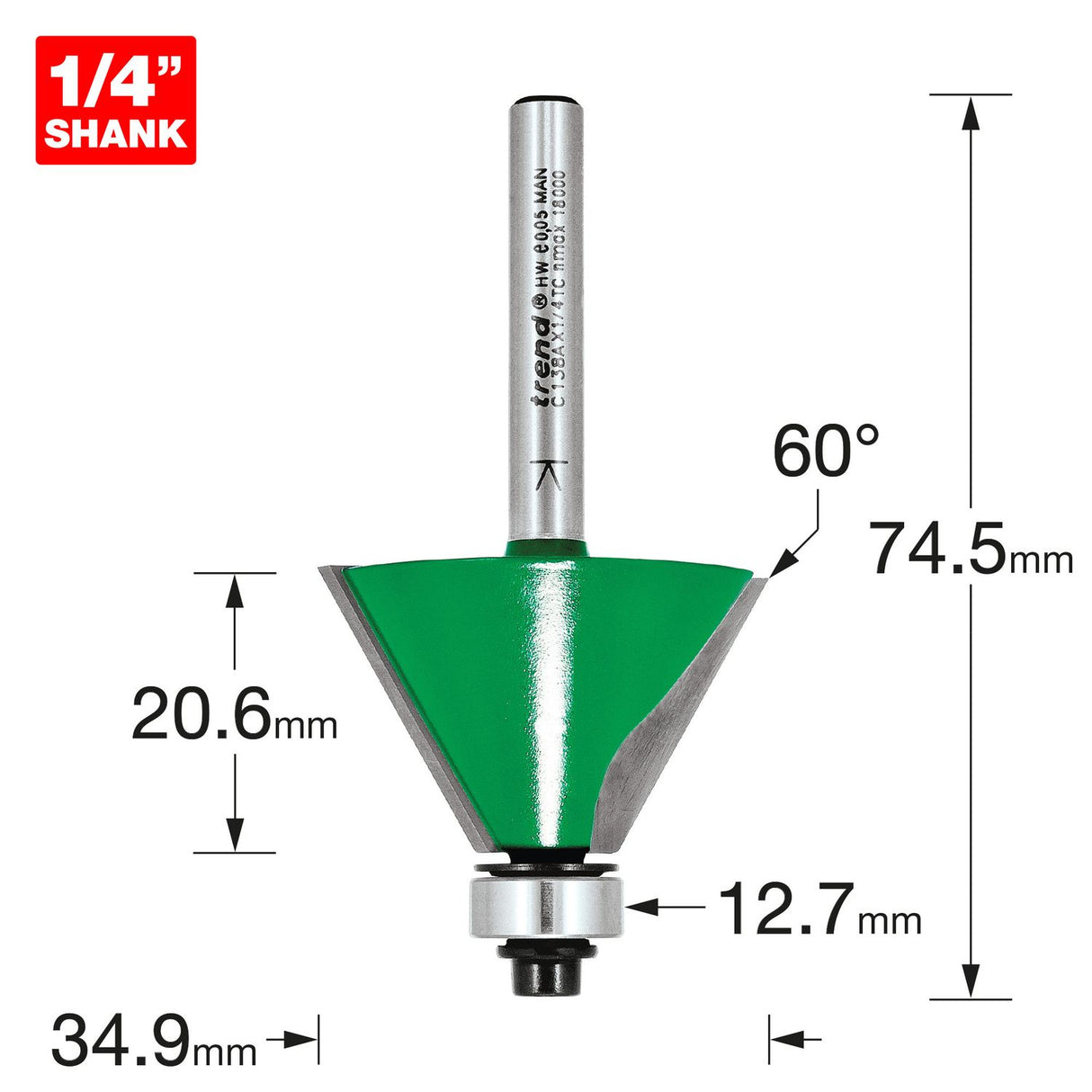 Self Guided Chamfer 60 Degrees x 20.6mm Cut