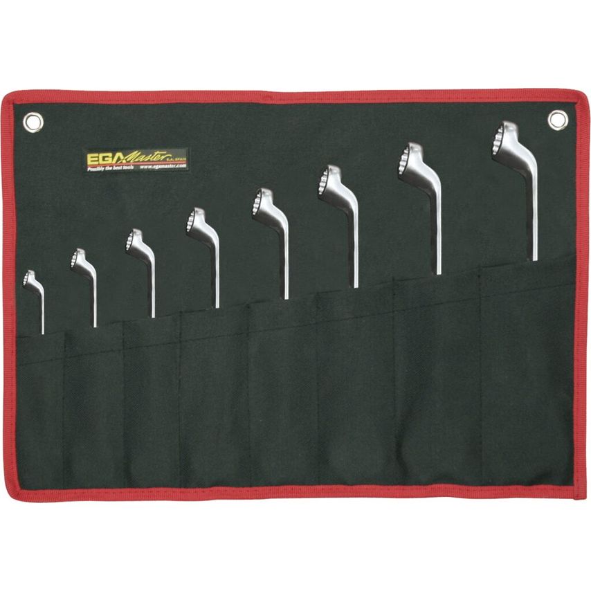 Set of 10 Double Offset Ring Wrenches 1/4-5/16"-1.1/16-1.1/4" Mirror Polished Chrome Plating