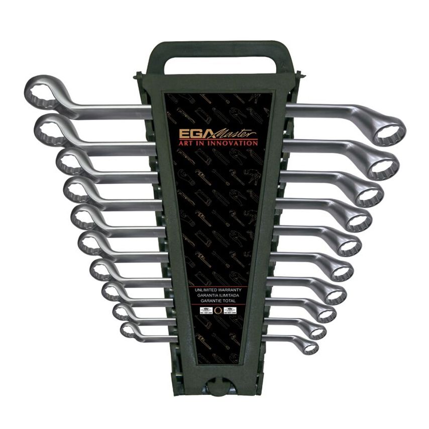 Set of 10 Double Offset Ring Wrenches 6-7/24-26mm Aerospatial Chrome Plating