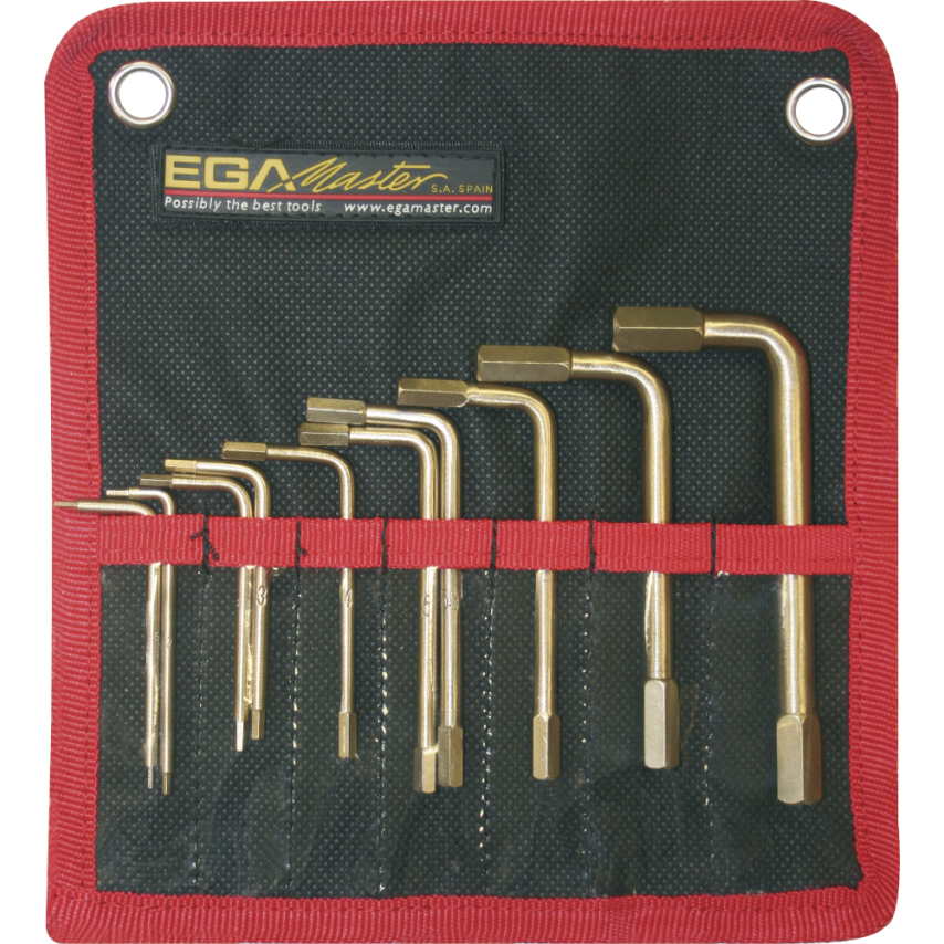 Set of 10 Hexagonal Key Wrenches (Mm) Non Sparking Al-Bron