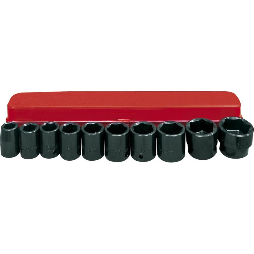 Set of 10 Impact Socket Wrenches 1/2" (10-24 mm)