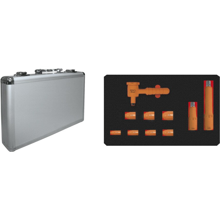 Set of 10 Socket Wrenches 1/4" 1000V (Inches)