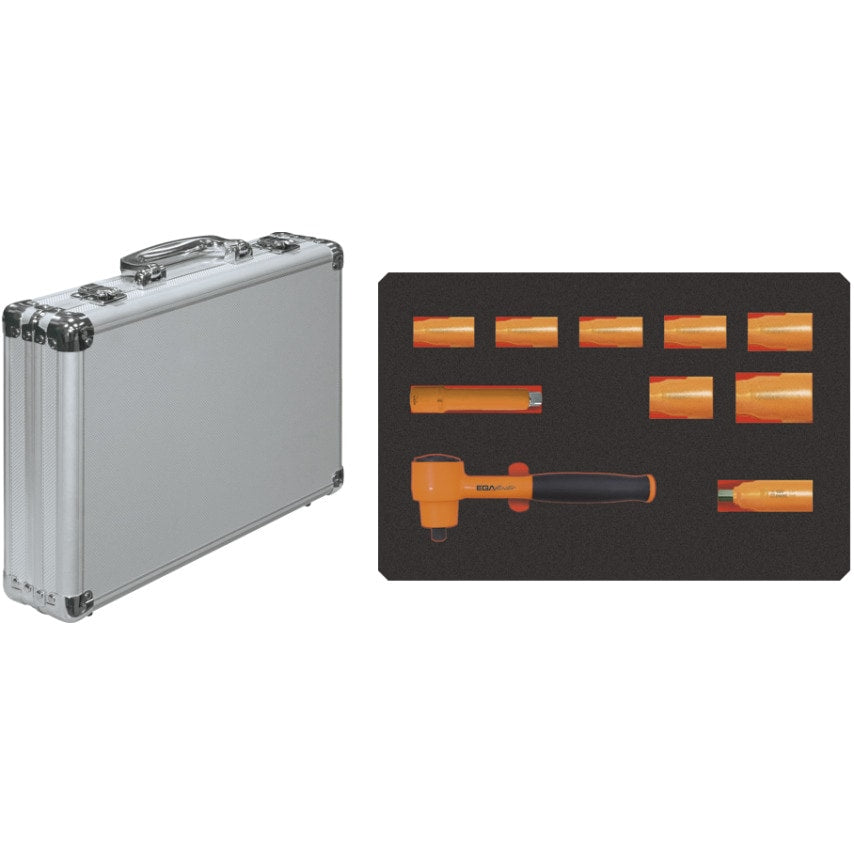 Set of 10 Socket Wrenches 3/8" 1000V