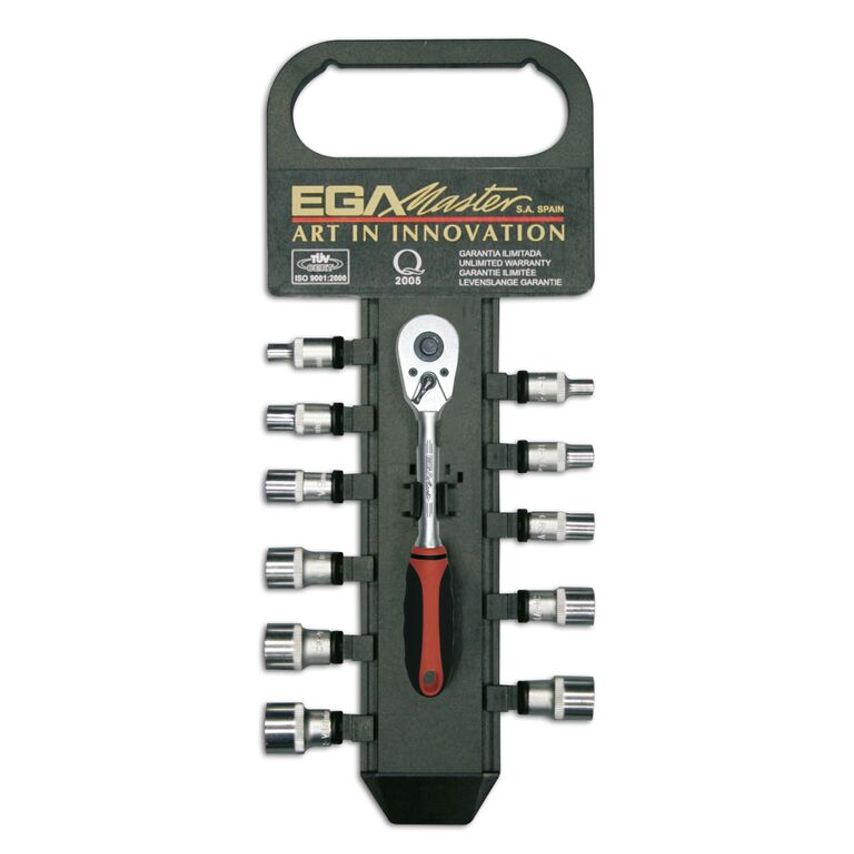 Set of 13 Pieces- Socket Wrenches 3/8" (5/16"-7/8") 12 Edges in Plastic Hanger
