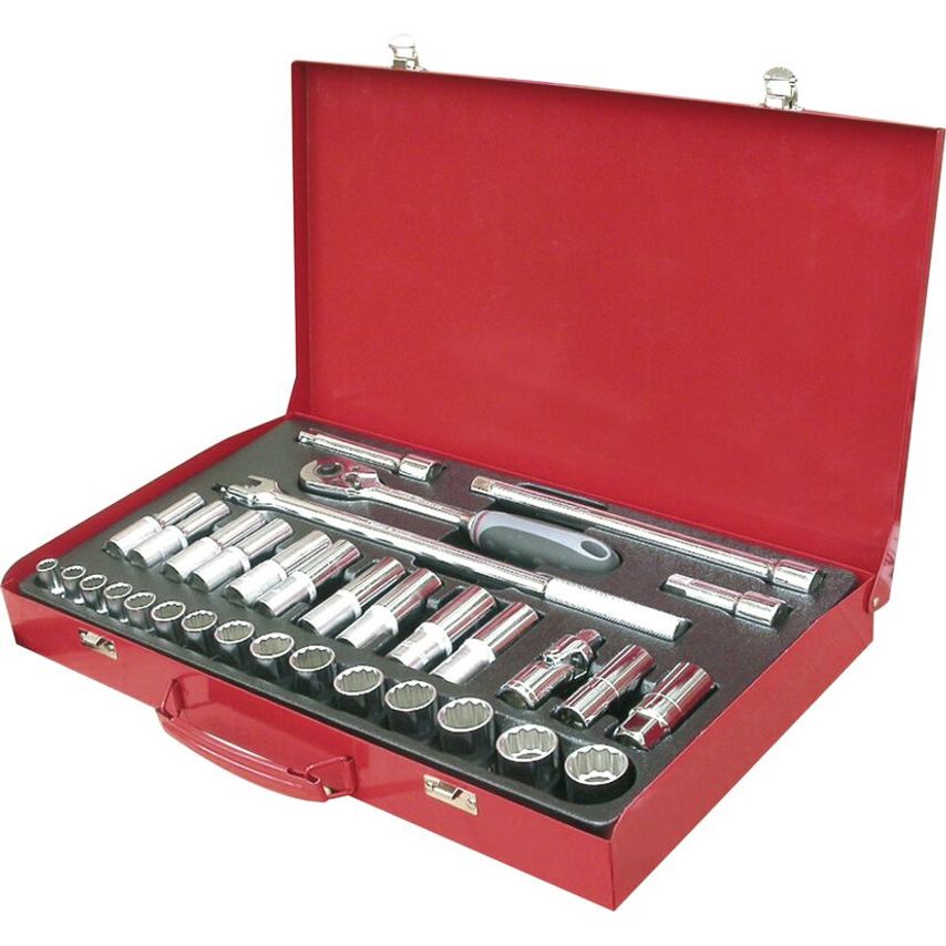 Set of 33 Pieces Socket Wrenches 1/2" (10-24 to 10-19mm - Long Serie) 12 Edges