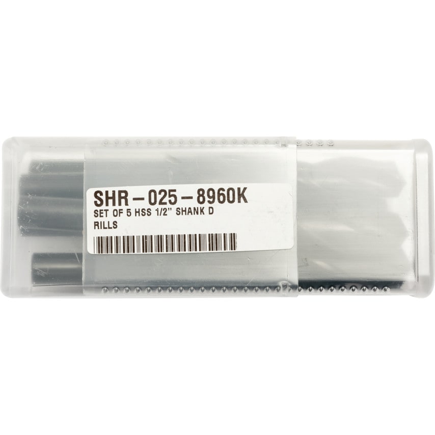Set of 5 HSS 1/2" Shank Drills