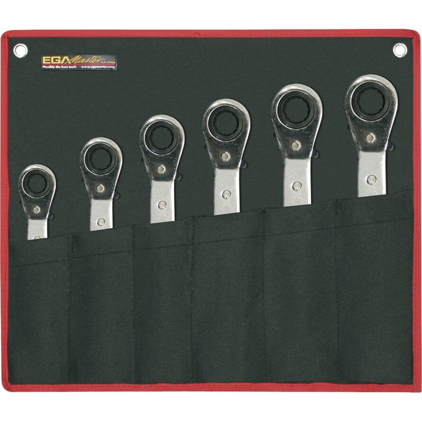 Set of 6 Offset Double Ratchet Wrenches 8-10/19-21mm