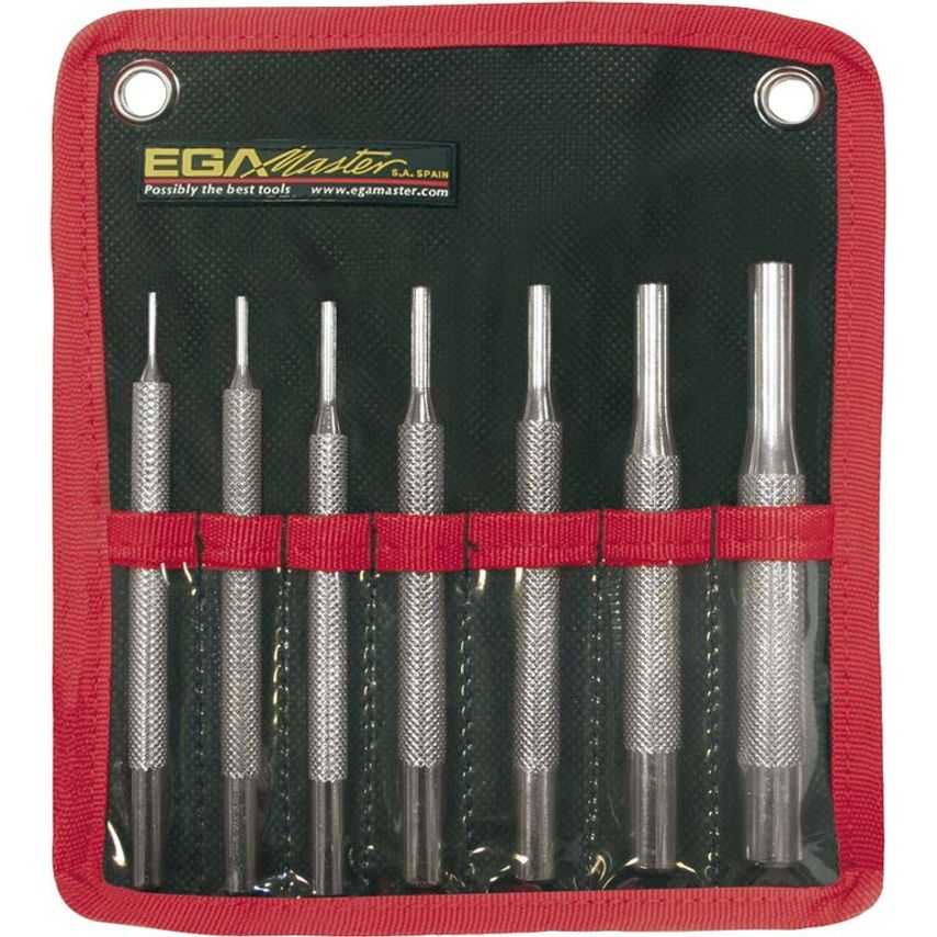 Set of 7 Cylindrical and Knurled Pin Punches 68590