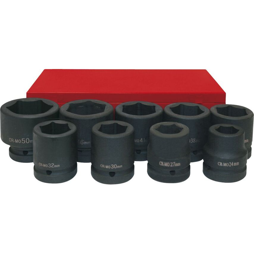 Set of 9 Impact Socket Wrenches 1" (24-50 mm) Long Series