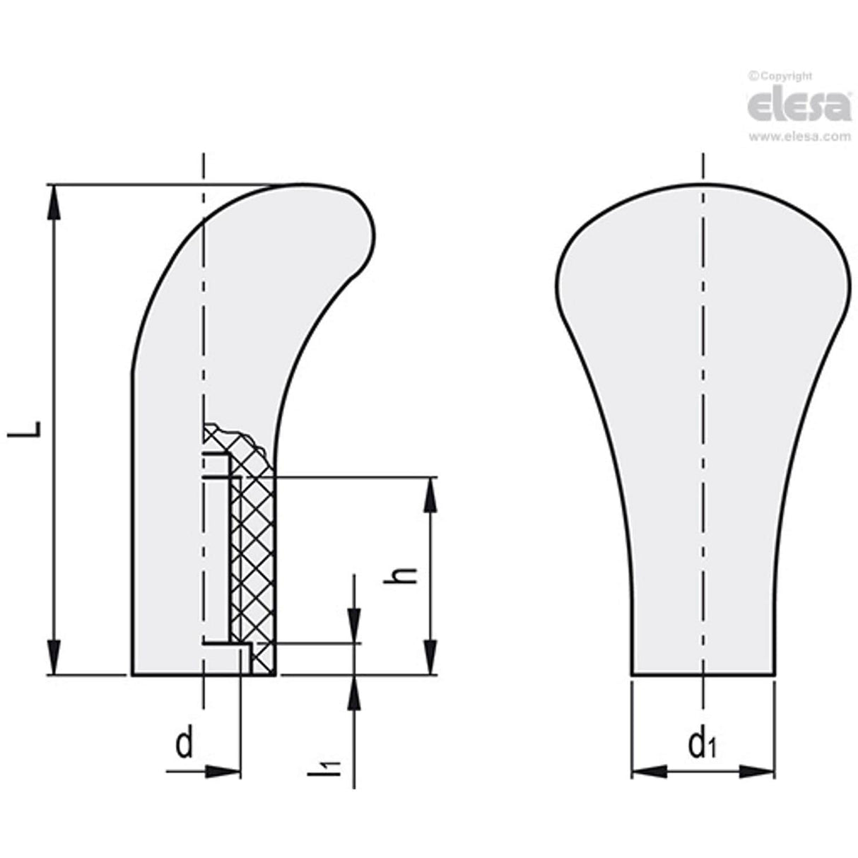 Shaped handle-I.218/60-M10