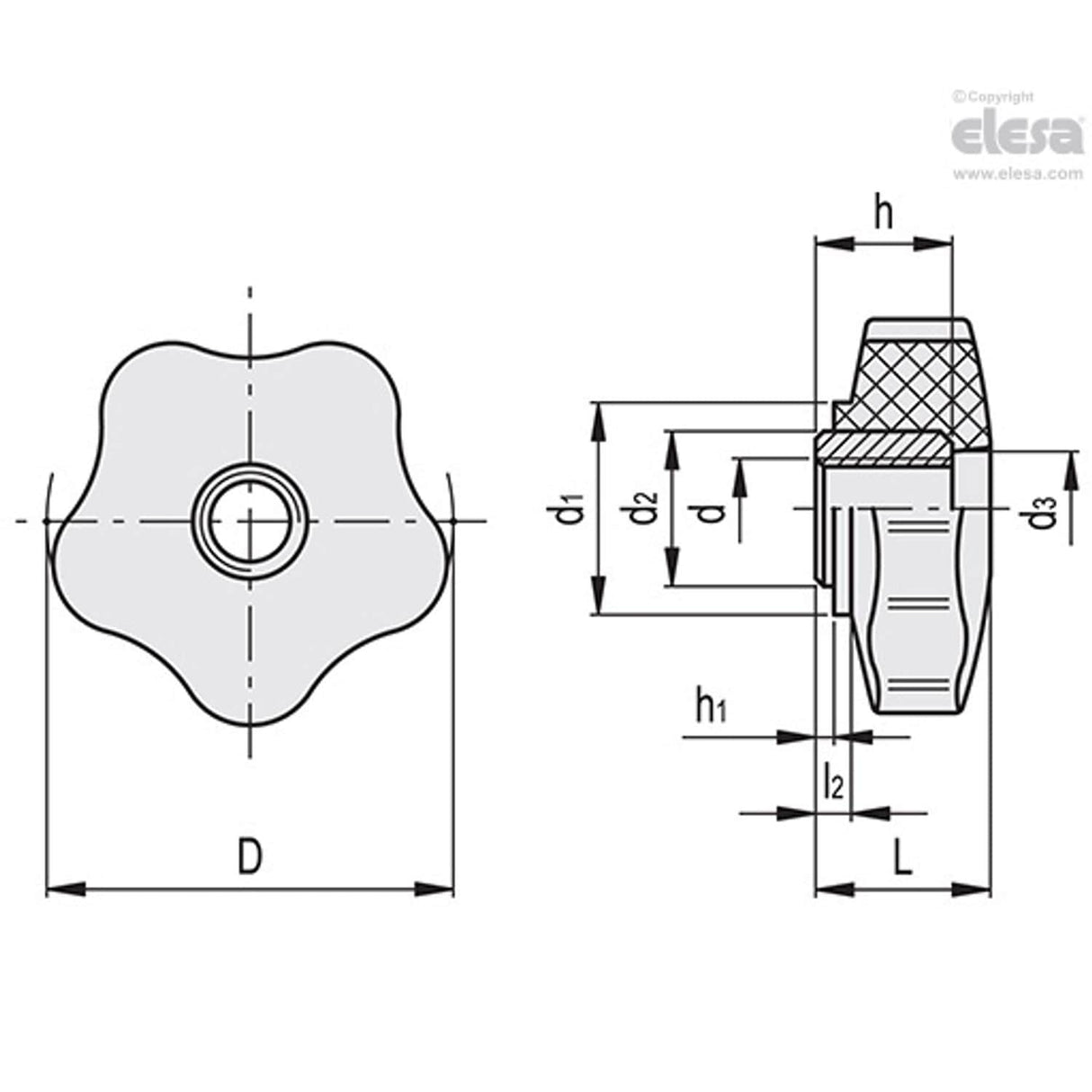 Shortened lobe knob-VC.253/40 A-M12
