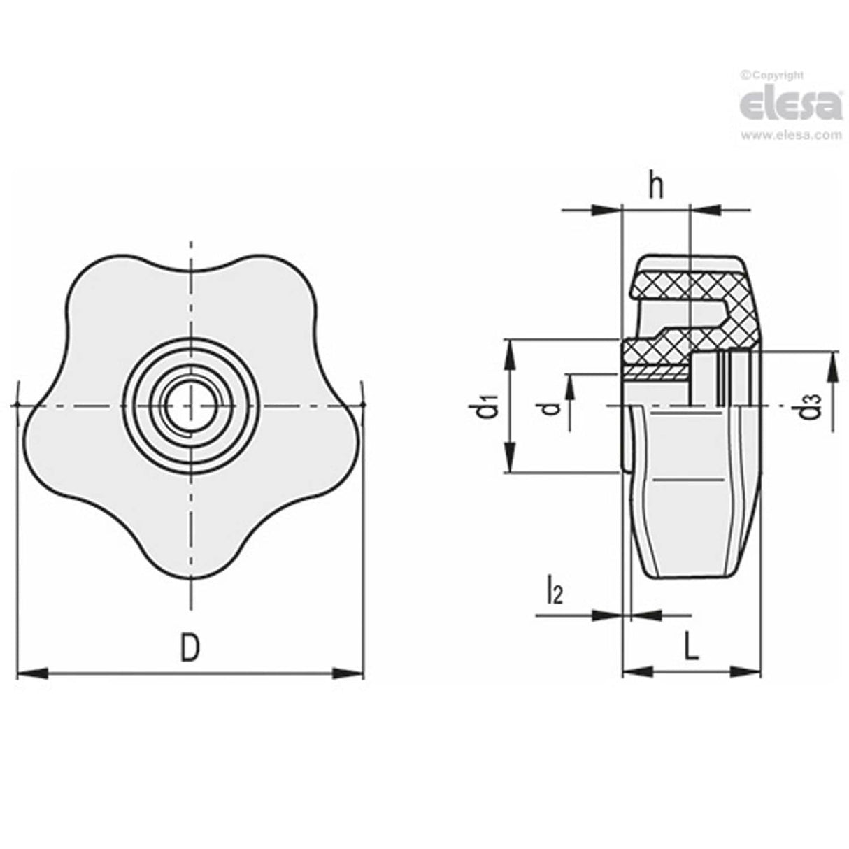 Shortened lobe knob-VCRT.40 FP-M6