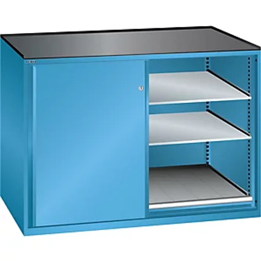 Sliding Door Cupboard - Max. Load Of Pull-Out Shelf 200 Kg - 4 Adjustable Drawers, Light Blue