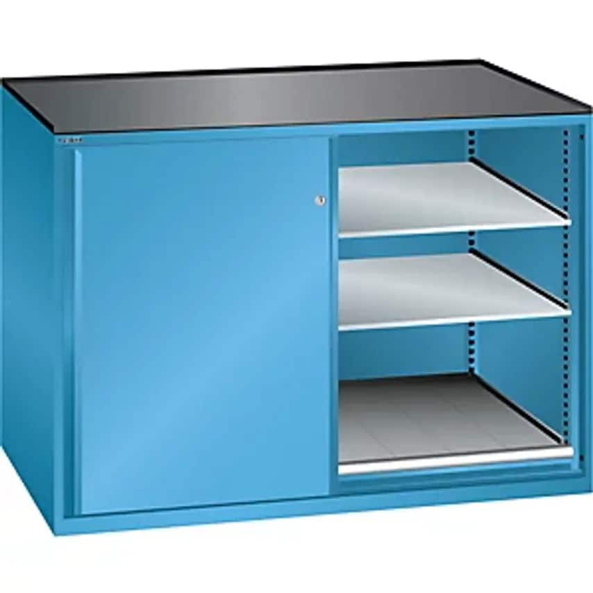 Sliding Door Cupboard - Max. Load Of Pull-Out Shelf 75 Kg - 4 Adjustable Drawers, Light Blue