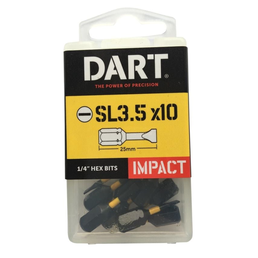 Slotted 3.5 x 0.6 Impact Driver Bit, Pack of 10