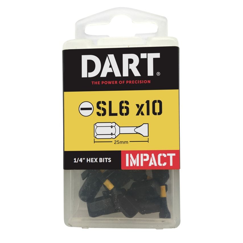 Slotted 6 x 1 Impact Driver Bit, Pack of 10