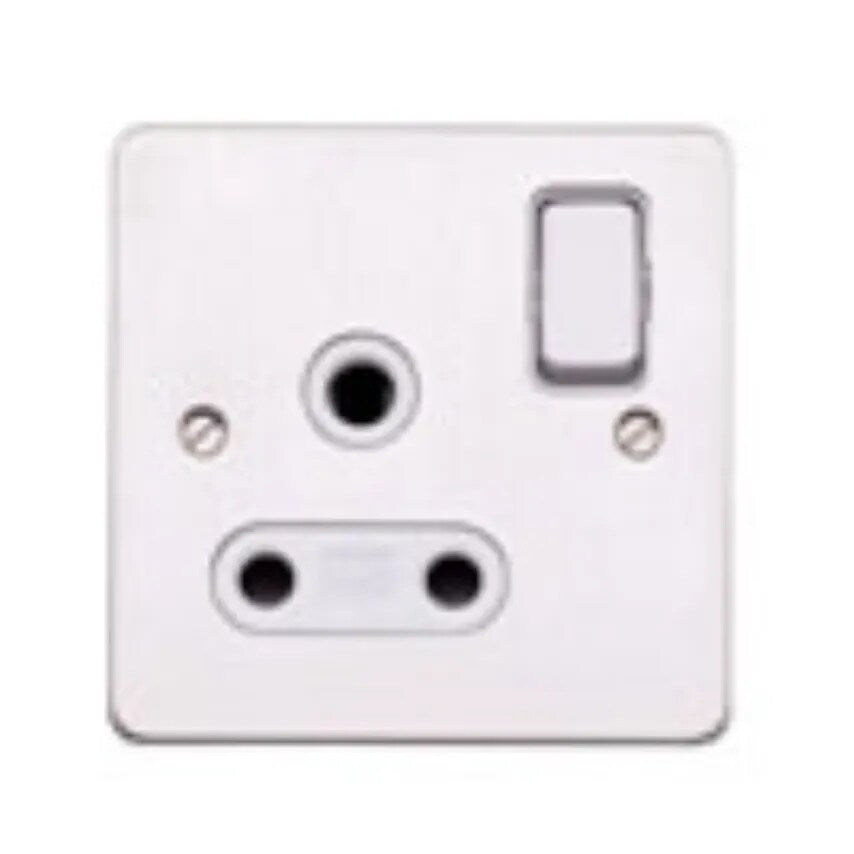 Socket 1 Gang Shuttered Switched DP 5A Lacquered Brushed Steel White In - K14382LBSW
