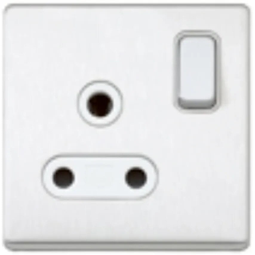 Socket 1 Gang Switched DP 3 Pin Round 15A Lacquered Brushed Stainless - K24383LBSB