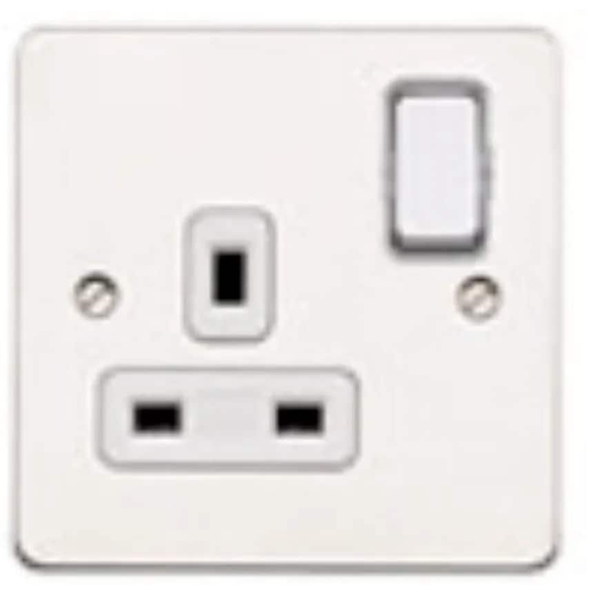 Socket 1 Gang Switched DP Dual Earth 13A White White Inserts