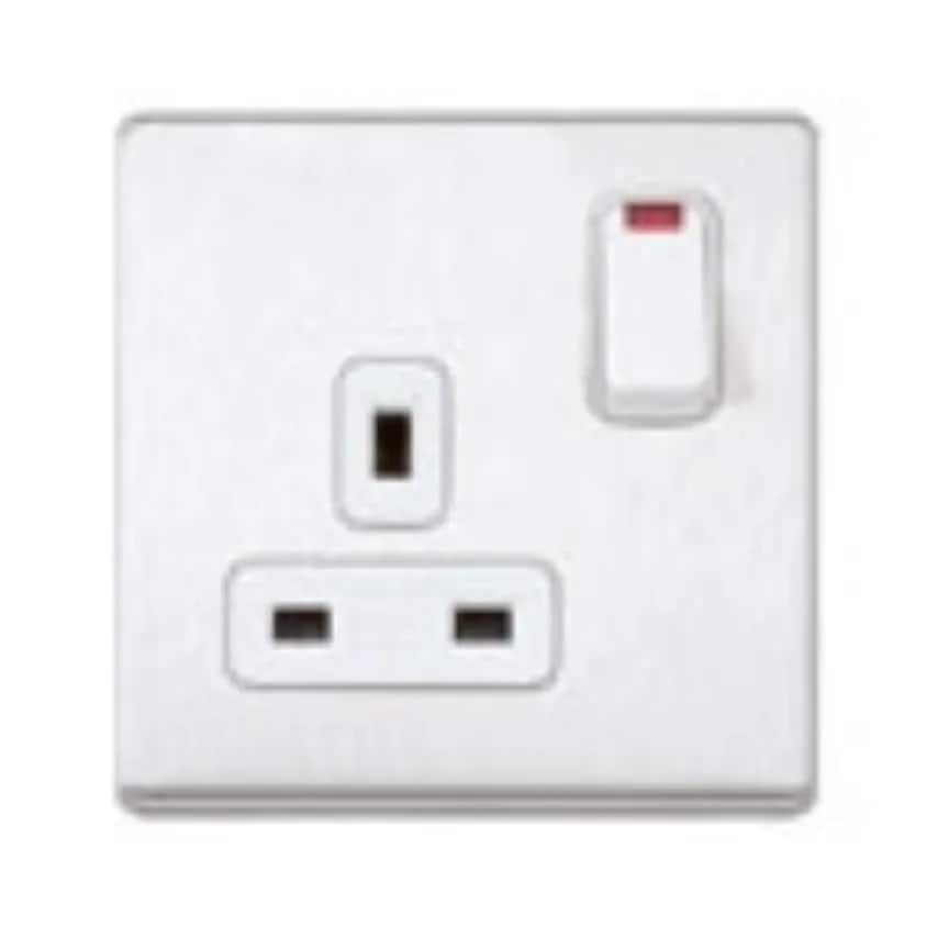 Socket 1 Gang Switched DP Neon Dual Earth 13A Lacquered Brushed Steel - K24657LBSW