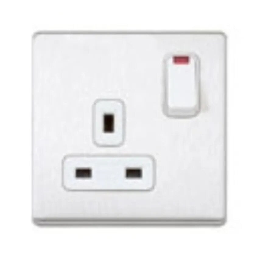 Socket 1 Gang Switched DP Neon Dual Earth 13A Lustrous Black Blk In