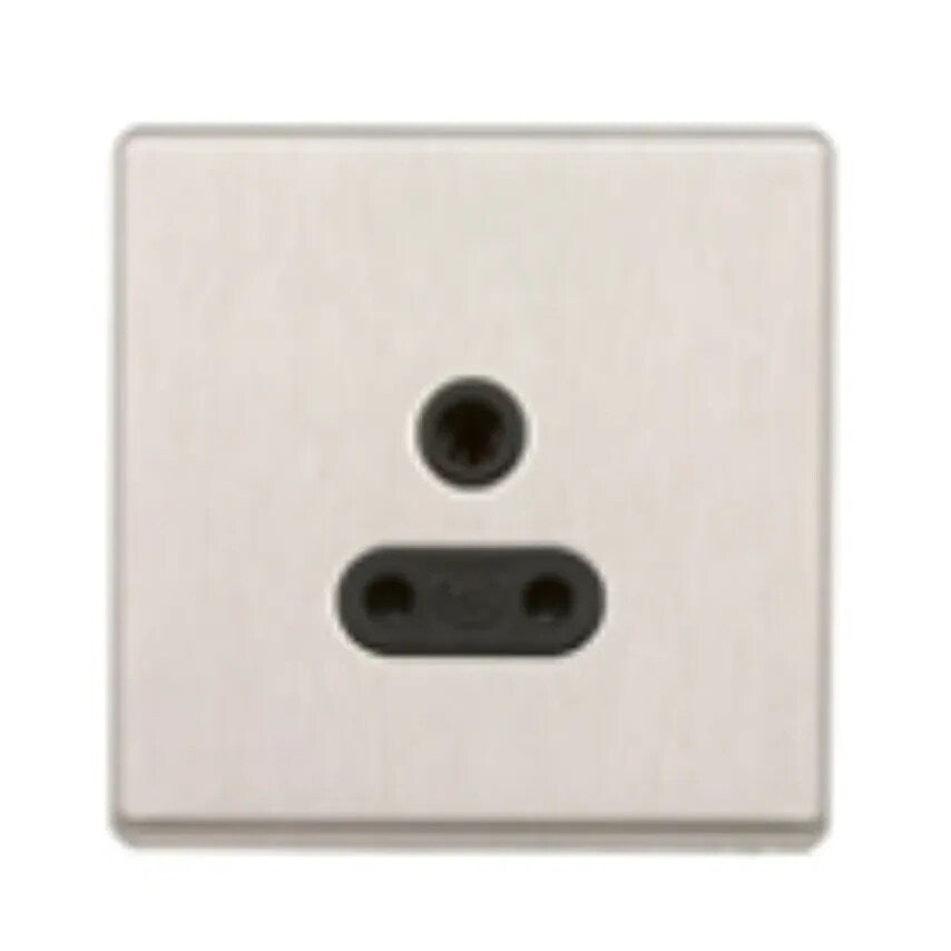 Socket 1 Gang Unswitched 3 Pin Round 5A Sat Gold Black Insert