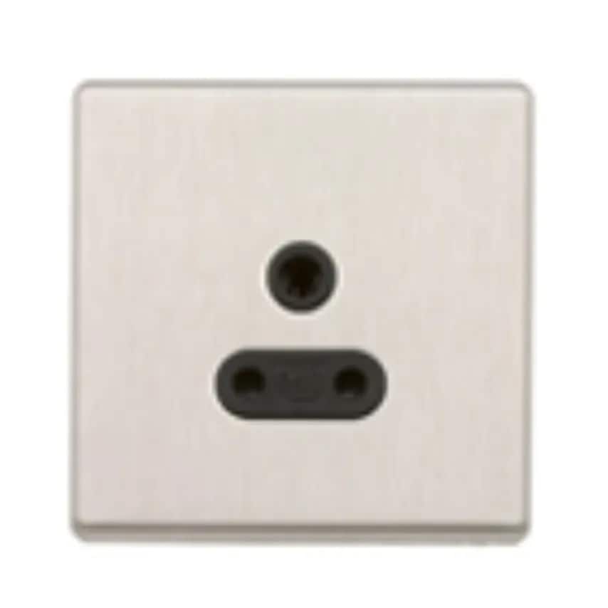 Socket 1 Gang Unswitched 3 Pin Round 5A Sat Gold White Insert