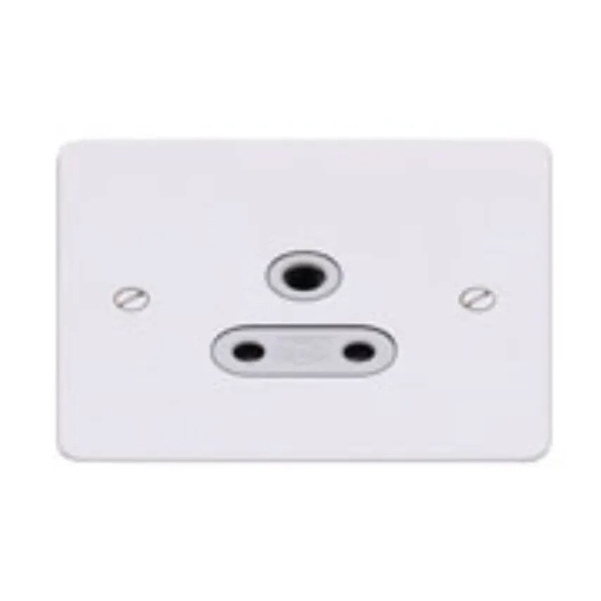 Socket 1 Gang Unswitched 3 Pin Round 5A Sat Gold White Inserts