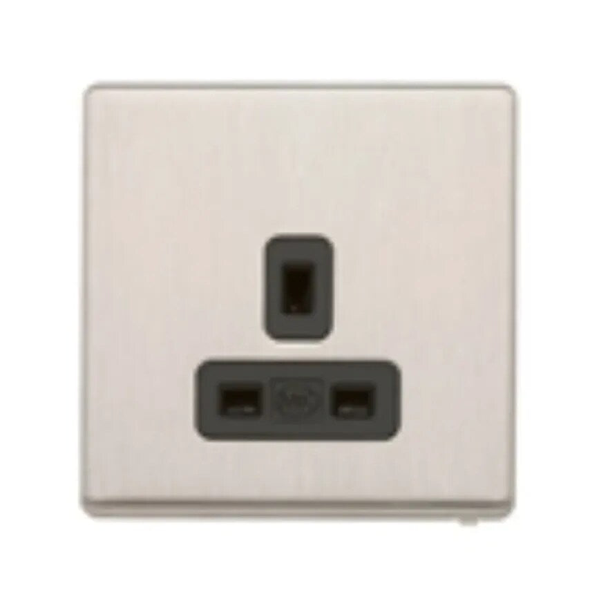Socket 1 Gang Unswitched Dual Earth 13A Sat Gold Black Inserts - K24780SAGB